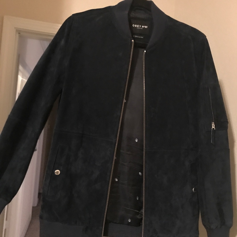 Navy Suede Women's Bomber